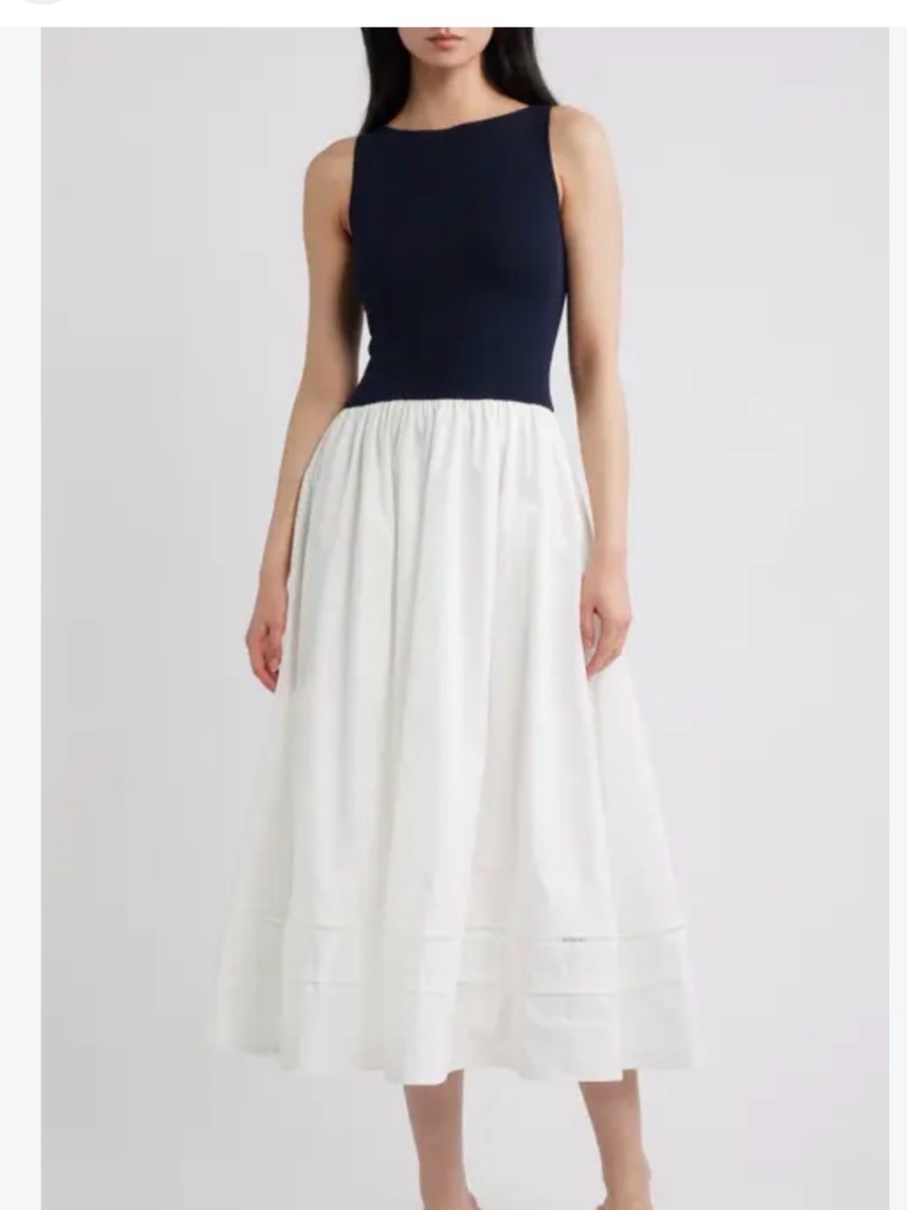 Blu Pepper mixed media dress - Navy and white
